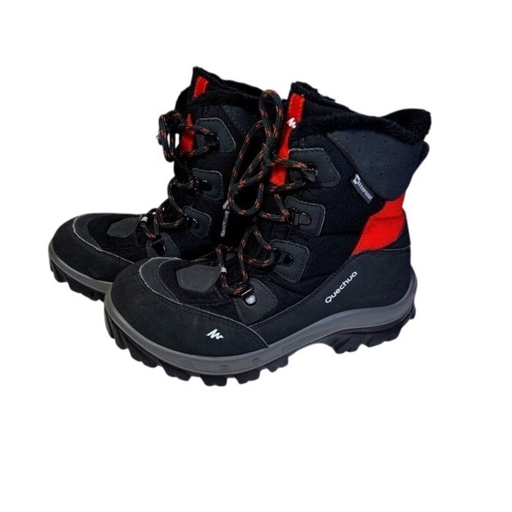 Quechua Kids Decathlon black and red snow boots Sz 4 (eu 36) excellent